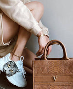 Camel Python Embossed Travel Tote