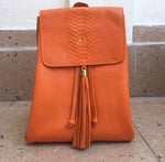 Orange Python Flap Backpack