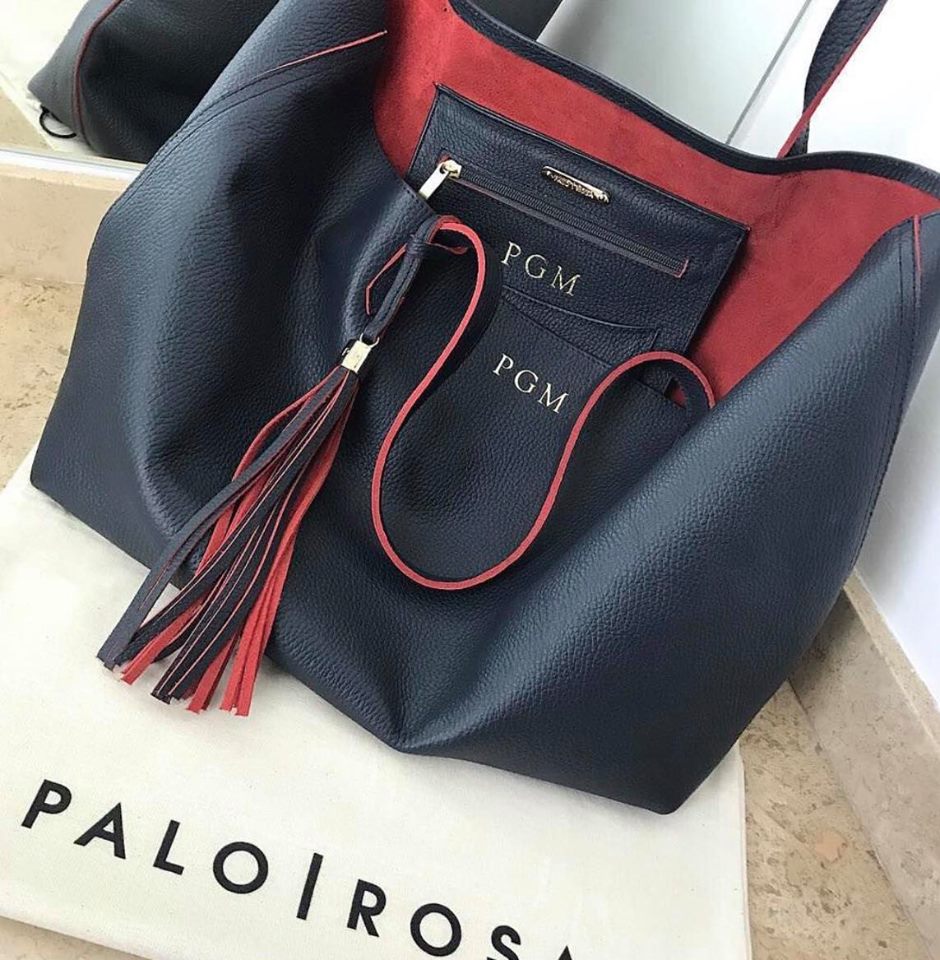 Navy Blue/Red Large Tote