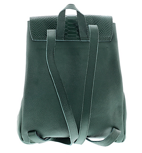 Dark Green Python Flap Backpack