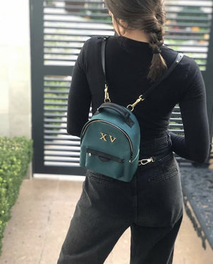 Green Black Trim Crossbody Backpack