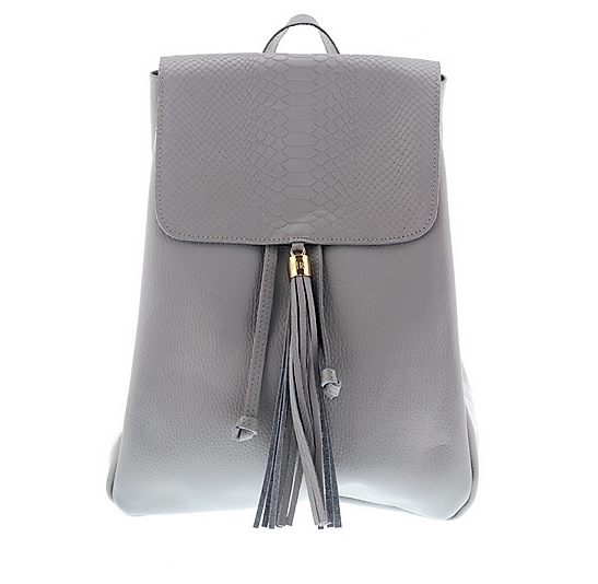Light Grey Python Flap Backpack