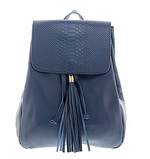 Navy Blue Python Flap Backpack