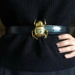 Good Luck Beetle Black Leather Belt