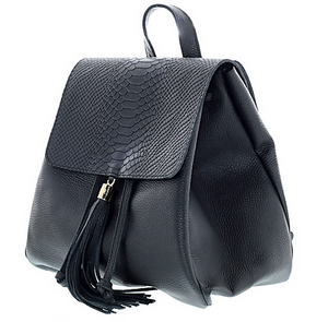 Black Python Flap Mini Backpack