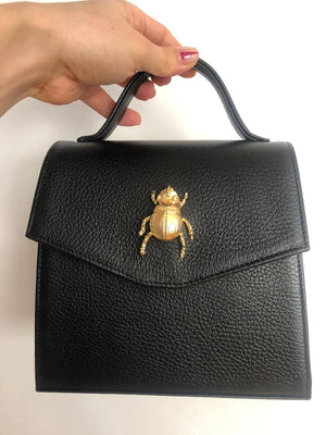 Good Luck Beetle Black Convertible Crossbody Bag