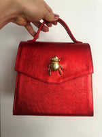 Good Luck Beetle Red Metallic Convertible Crossbody Bag