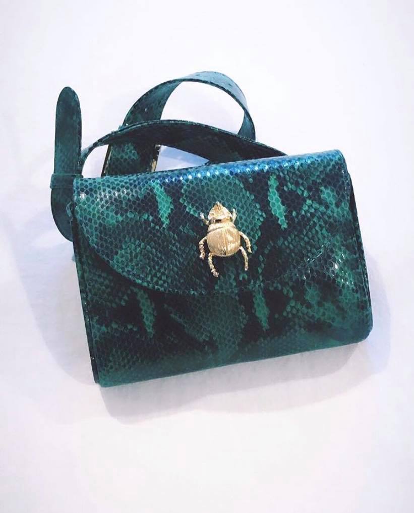 Green Snake Print Belt Bag