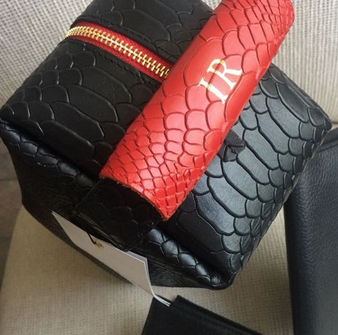 Black Python Red Trim Toiletry Bag