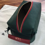 Green Plain Red Trim Toiletry Bag