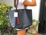 Navy Blue/Red Large Tote