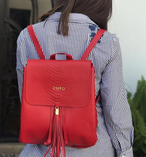 Red Python Flap Mini Backpack
