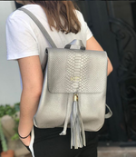 Silver Python Flap Mini Backpack