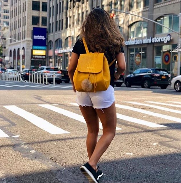 Mustard yellow top mini backpack
