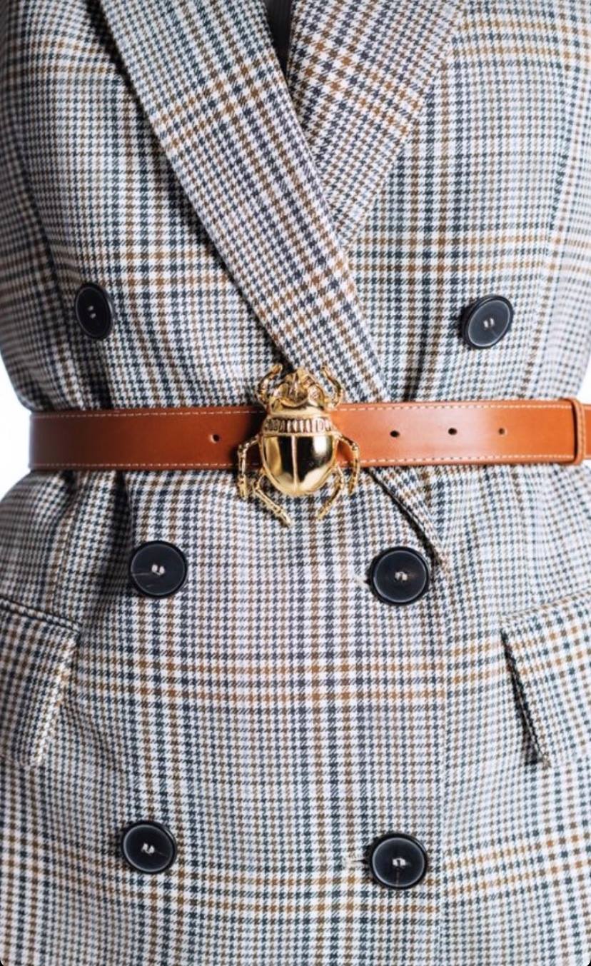Good Luck Beetle Brown Leather Belt