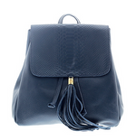 Navy Blue Python Flap Mini Backpack