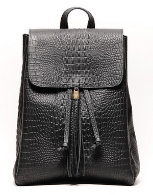 Black All Crocodile Backpack
