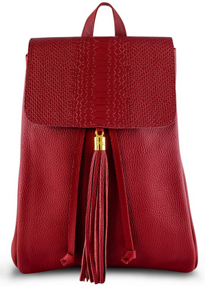 Red Python Flap Backpack