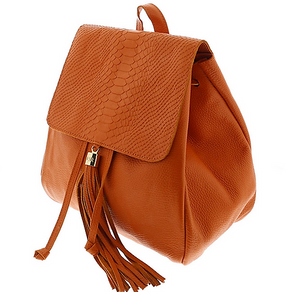 Orange Python Flap Mini Backpack