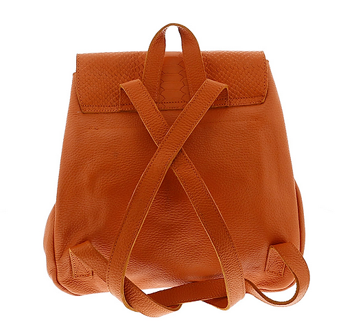 Orange Python Flap Mini Backpack