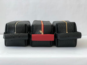 Black Python Red Trim Toiletry Bag